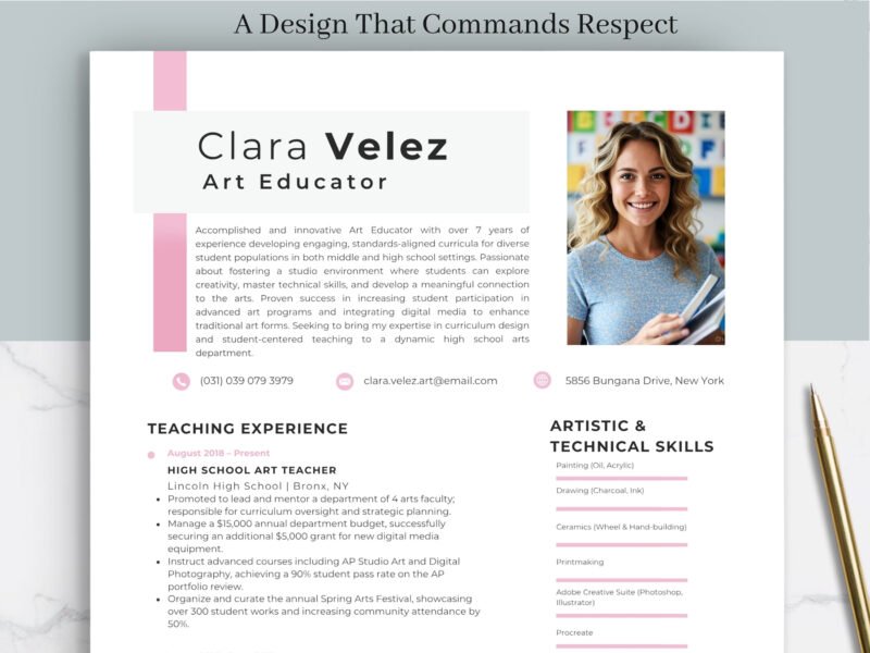 Creative Art Teacher Resume Template & Career Kit for Canva-C06 - Image 4