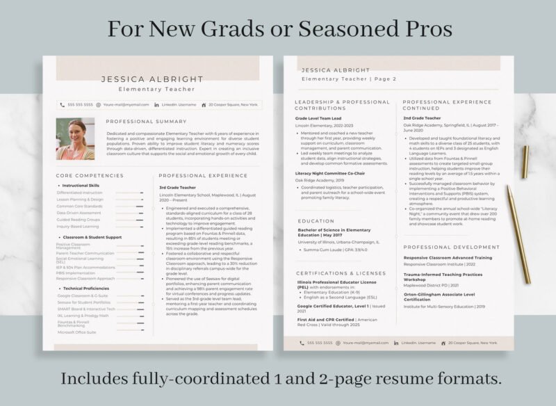 Modern Teacher Resume Template & Career Kit for Canva-C03 - Image 3