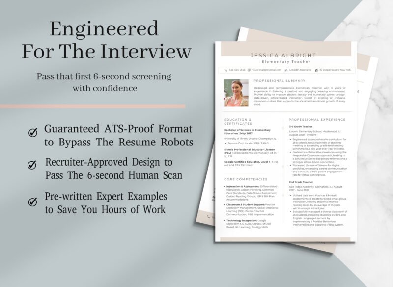 Modern Teacher Resume Template & Career Kit for Canva-C03 - Image 5