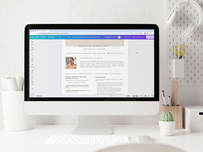 Modern Teacher Resume Template & Career Kit for Canva-C03 - Image 8
