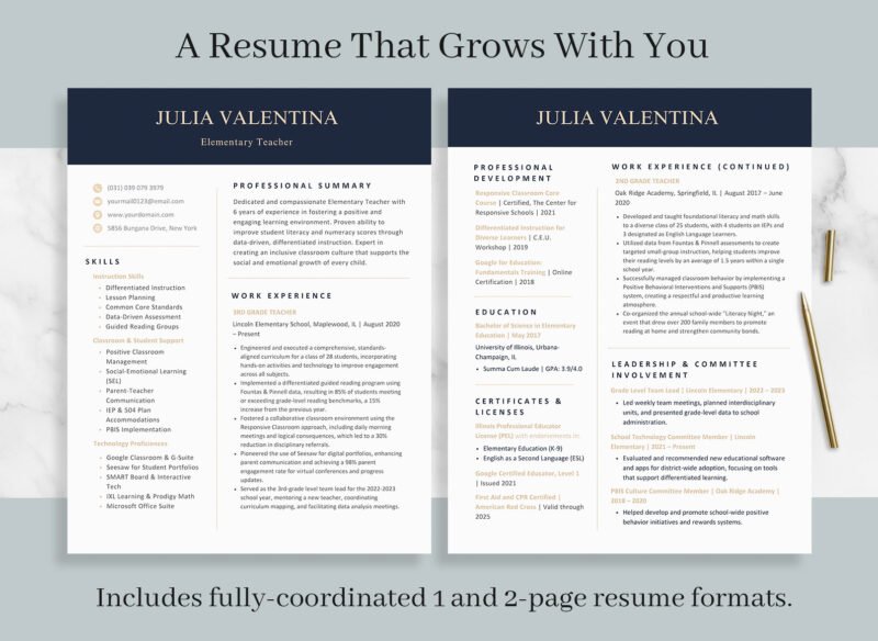 Professional Teacher Resume Template for Canva | ATS-Proof with Real Examples-C01 - Image 3