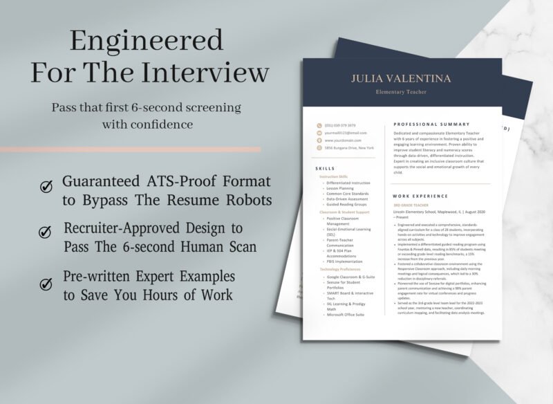 Professional Teacher Resume Template for Canva | ATS-Proof with Real Examples-C01 - Image 5
