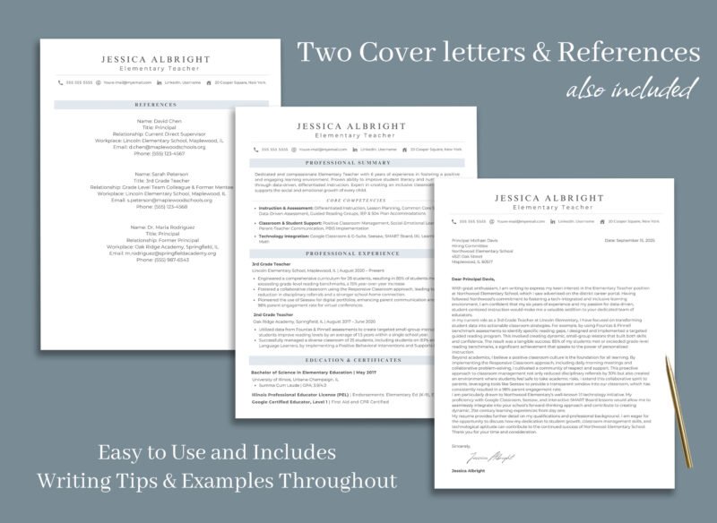 Professional Elementary Teacher Resume Template & Career Success Kit for Canva-C02 - Image 2