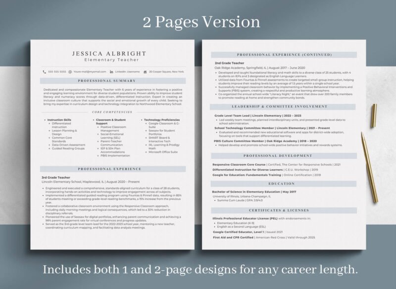 Professional Elementary Teacher Resume Template & Career Success Kit for Canva-C02 - Image 3