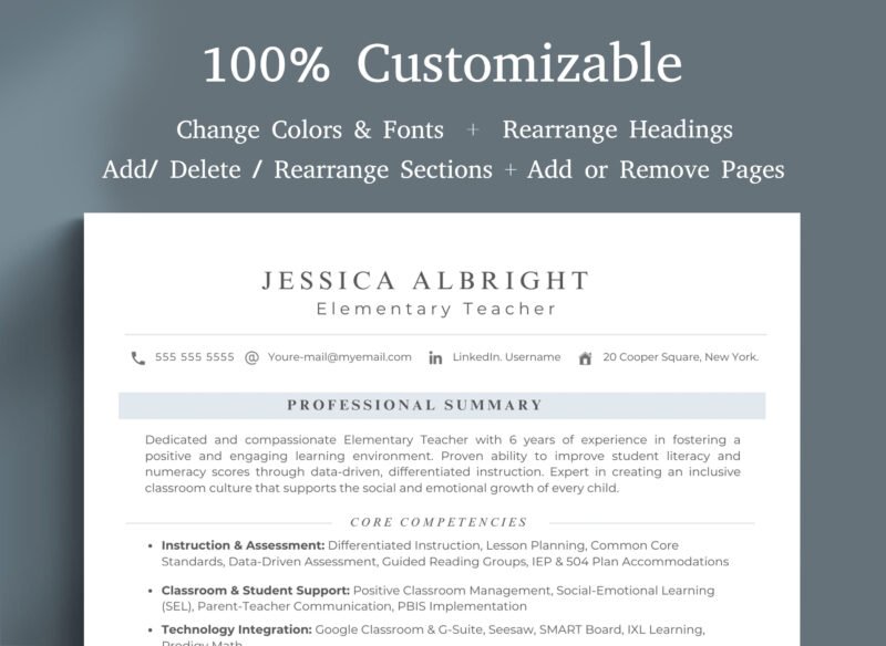 Professional Elementary Teacher Resume Template & Career Success Kit for Canva-C02 - Image 4