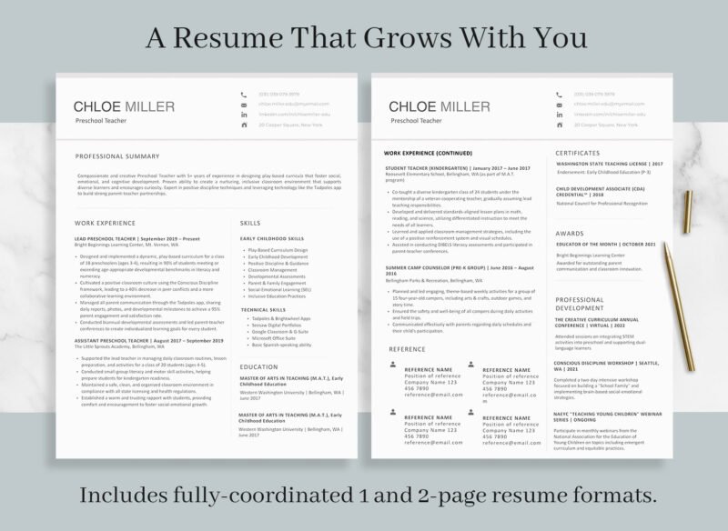 Professional Preschool Teacher Resume Template & Career Kit for Canva-C05 - Image 3