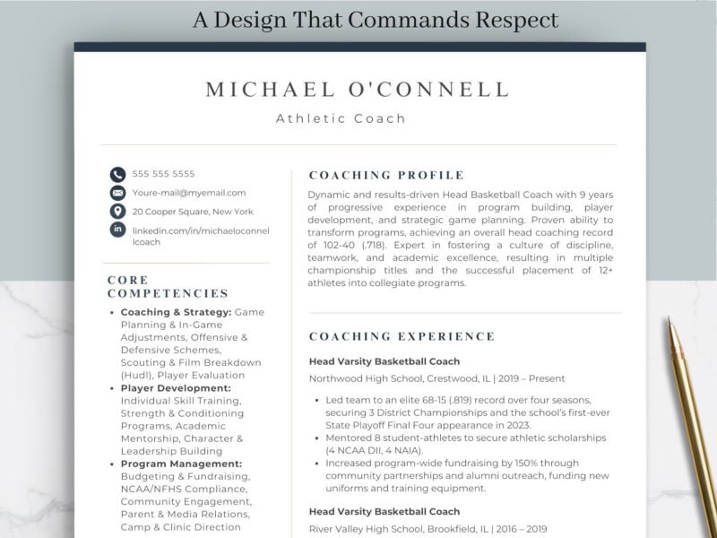 Athletic Coach Resume Template & Career Kit for Canva-C07 - Image 8