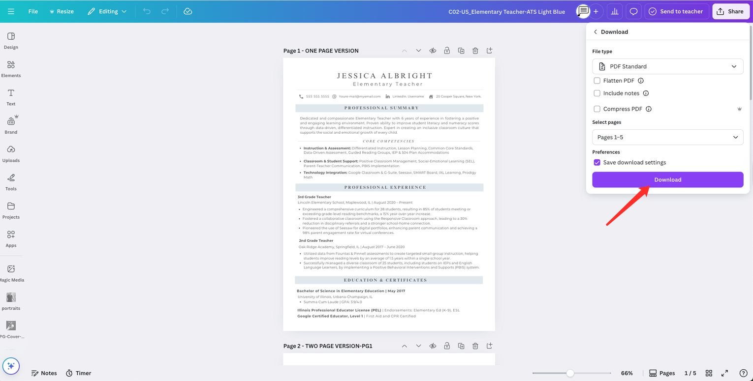 marketing manager resume 1 Step5 result