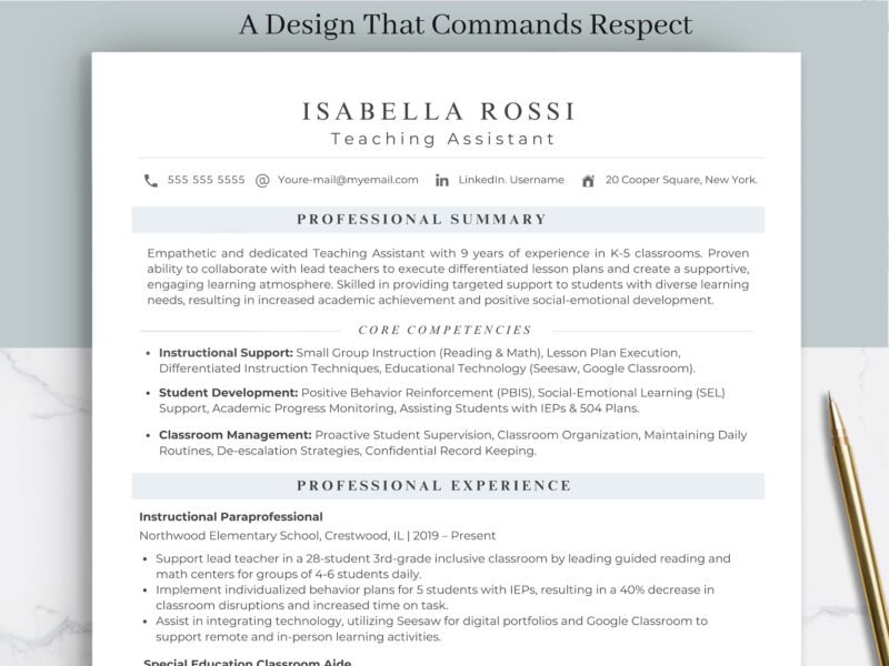 Professional Teaching Assistant Resume Template & Career Kit for Canva-C09 - Image 3