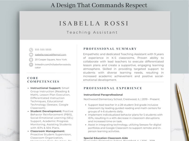 Teaching Assistant Resume Template & Career Kit for Canva-C08 - Image 8